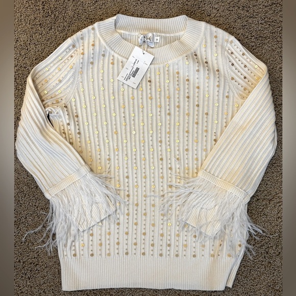Edinburgh Knitwear Sequin Wool Sweater - NWT - Size Medium - Picture 1 of 9